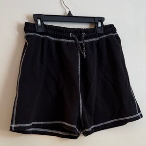 Missguided black Drawstring Shorts with White Stitching